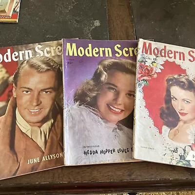 Modern Screen Magazine Lot Of 3 1945 • $5.55