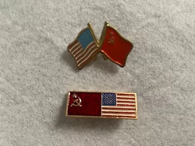 SOVIET Made And USA Made PIN BADGES USSR - USA FRIENDSHIP RARE Mid 1980s Vintage • $19.99