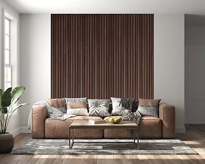Elegant Walnut Laminate Slat Panels Vertical TV Wall LED Ready 39cm X 242cm • £9.99