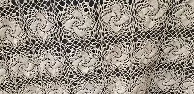 Vintage Elaborate Ecru Handmade Crochet Lace Bedspread Coverlet 63  X 101  Heavy • $42