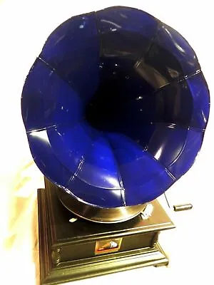 Gramophone Phonograph Fully Functional Blue Horn Sound Box With Needles • $224