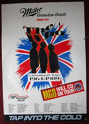 Miller Genuine Draft Beer Poster ~ 1989 THE WHO Concert Schedule Pete Townshend • $4.99