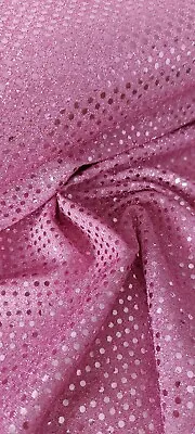 6mm Pink Sequin Stretch Jersey Fabric Metallic Dance Costume Fancy Dress  • £2.25