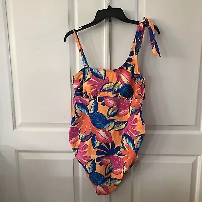 Isabel Maternity Size L Multi Tie Shoulder One Piece Maternity Swimsuit New • $10.98