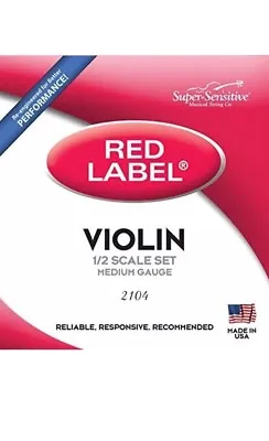 Red Label 1/2 Violin Strings Medium Gauge By Super Sensitive 2104 • $13.50