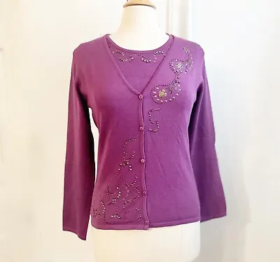 NEW Carducci Merino Cardigan & Shell Twin Sweater Set Plum Purple M Medium NWOT • $9.99