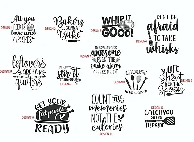 Kitchen Quotes Decals Stickers 12 Great Designs Wall Tiles KQ3 • £2.55