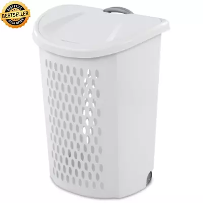 Sterilite Ultra Wheeled Hamper Plastic Laundry Basket Home With Wheels - White • $29.48