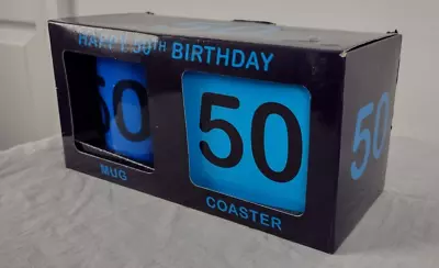 £6.49 • Buy BRAND NEW Happy 50th Birthday Coffee/Tea Cup And Coaster Blue, Gift, Father