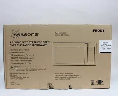 Seasons 1.7 Cu. Ft. Over The Range Microwave - Stainless Steel (233037) • $249.99