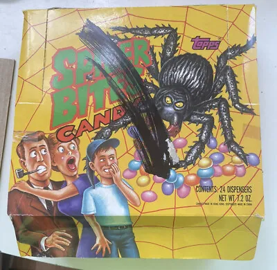 Vintage 1990 Topps Spider Bites Candy Full Box  24 Count Containers NICE ! 001 • $274.99