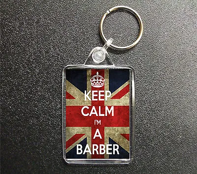 Keep Calm I'm A Barber Union Jack Keyring Bag Tag Birthday Gift • £3.50