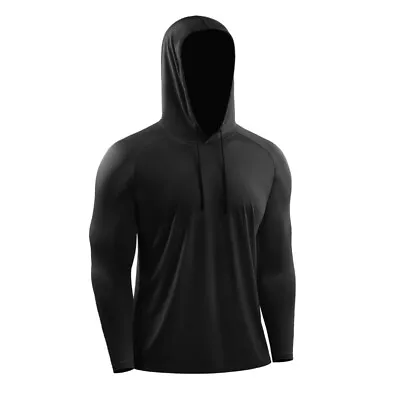 Mens Hoodie Casual Solid Sun Block Slim Fit Sport Running Gym Pullover T-Shirt✧ • $13.68