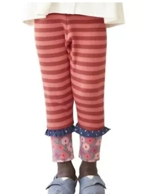 Matilda Jane Camila Leggings Secret Fields Size 2 Ribbed Striped Floral Flowers • $20