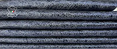 METALLIC BLUE VINTAGE CRISPY CRINKLED Calfskin Leather 2 Skins 10sqf 1.3mm B7425 • $60