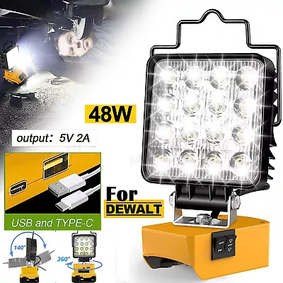 LED Work Light For Dewalt 20V Battery48W Flood Light Torch For WorkshopCamping • $19.99