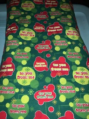 5 Yds Flannel Christmas Fabric  To You From Me  Ornaments Red Green Baubles • £19.30