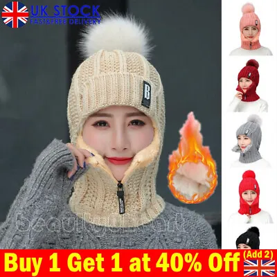 £2.25 • Buy Women Thermal Fleece Balaclava Scarf Ski Face Mask Neck Warmer Snood Hood Hat UK