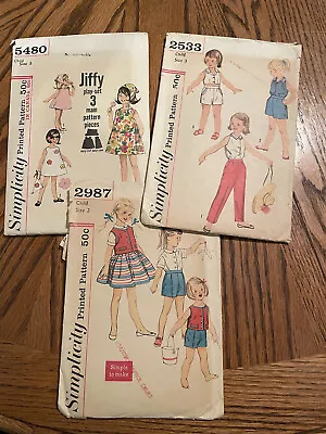 Lot Of 3 CUTE Vintage 1940s 1950s Simplicity Girl’s Clothing Patterns-Size 2 3 • $16.88