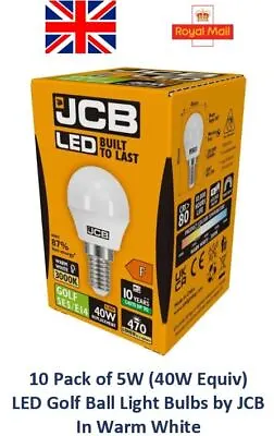 10 Pack Of 5W = 40W Equiv LED Golf Ball SES E14 Light Bulb Lamp Warm White JCB • £14.49