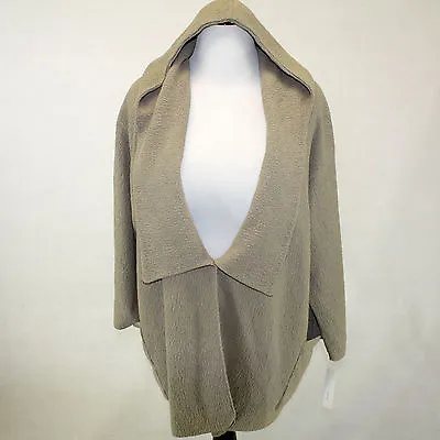 Margaret Winters Crunchy Cotton Boucle Knit Hoodie Latte Tan Sweater 1X • $79.99