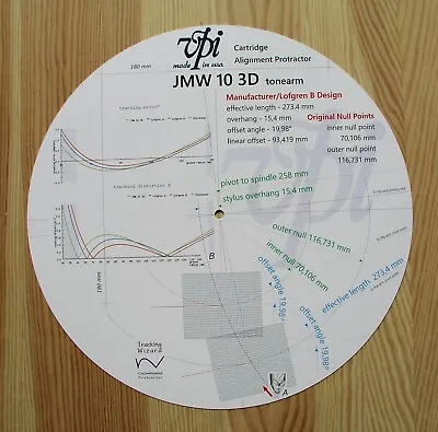 VPI JMW-10 3D Custom Designed Tonearm Cartridge Stylus Alignment Protractor • $35.99