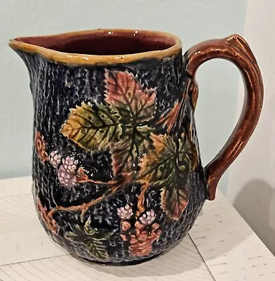 Antique Staffordshire Shorter & Sons Majolica Pitcher W/ Flower And Leaves • $195