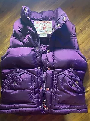 True Religion World Tour Down Sleeveless Puffer Jacket Purple Womens Size XS • $29.99