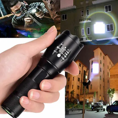 Police 50000LM Flashlight LED Super Bright Zoom Powerful Camping Torch • £8.83