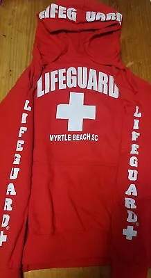 🔥Myrtle Beach SC Lifeguard Hoodie Adult Red Pullover Sweatshirt Medium  • $15