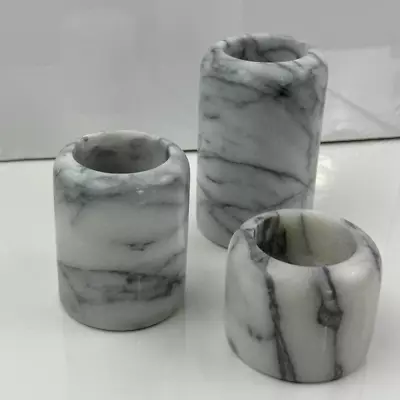 Marbled Vintage Tea Light Tiered Candle Holders Set Of 3 Heavy • $20