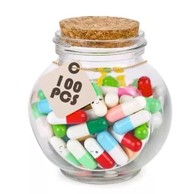 FUTUREPLUSX 100 Pcs Capsule Message In A Glass Bottle Love Pill Notes For • $13.03