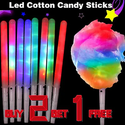 Colorful Flashing LED Stick Glow Sticks Cotton Reusable Candy Cones Sugar Sticks • £3.15