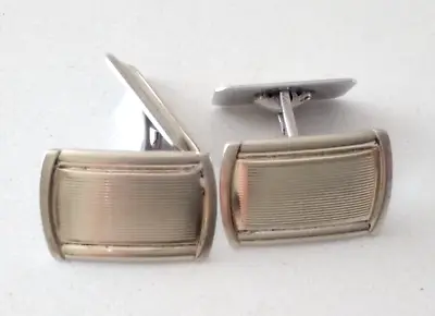 Vintage Cufflinks Gold Front 835 Silver Hallmark 1960s Mid-century Mod 8g • £9.95