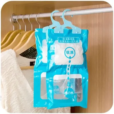 10 X Hanging Wardrobe Dehumidifier Bags Stop Damp Mould Mildew Moisture Removers • £12.95