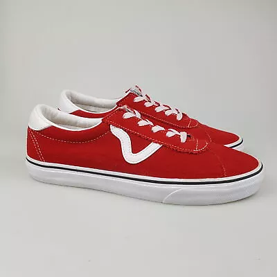 VANS 'Low Suede' Sz M 9 / W 10.5 US Shoes Red Leather Skate | 3+ Extra 10% Off • $45.49