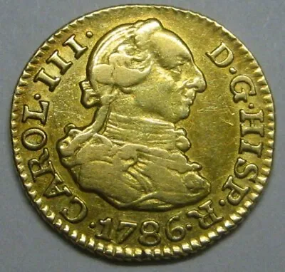 1786 Madrid 1/2 Escudo Charles Iii Spain Gold Doubloon Spanish Colonial Era  • $240