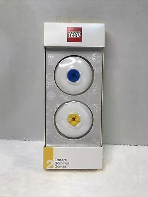 LEGO Erasers- 2 Pack. New Sealed. Yellow & Blue With Built In Building Block • $3