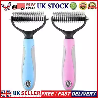 £6.40 • Buy Professional Dog Brush Dematting Safe Pet Comb Rake Removes Undercoat Knots Tool
