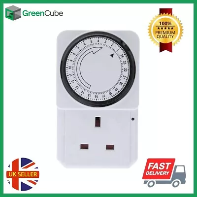 Timer Plug Socket 24 Hour Programmable Energy Saving Light Timer Home Security • £10.55