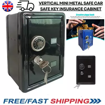 Black Vertical Mini Metal Safe Car Safe Key Insurance Cabinet • £13.99