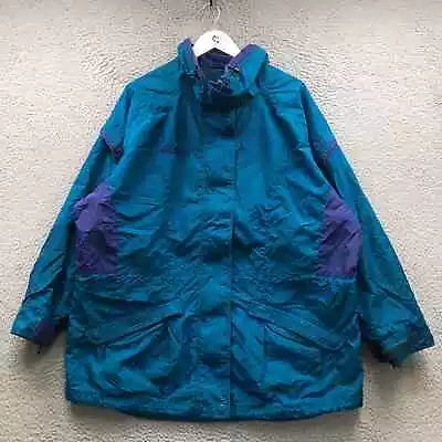 Vintage 90s Columbia Gizzmo Winter Ski Snow Jacket Women's XL Pocket Teal Blue • $19.99