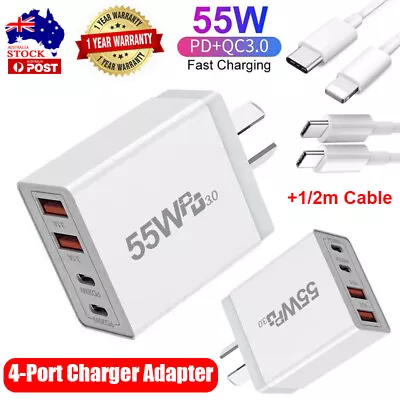 55W 4 Port USB-C PD Fast Charging Wall USB C Charger Power Adapter Type-C Brick • $15.99