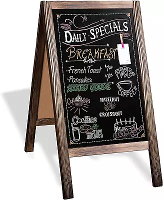 Wooden A Frame Chalkboard Sign With Eraser & Chalk Magnetic Sidewalk Chalkboard • $78.99