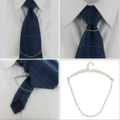 Tie Clasp Mens Silver Tone Rope Chain Button Hole Ky & Co USA 8.5  • $11.04