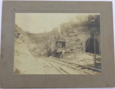 Rare Railroad Workers Steam Shovel Excavator Rock Crew Cabinet Photo Card 9 X7  • $39.99