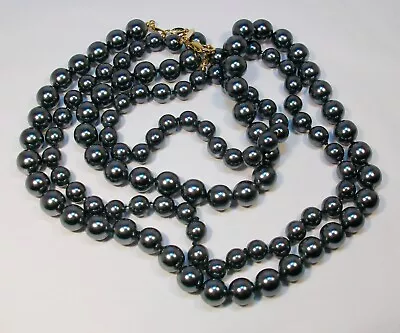 Vintage Signed TWO (2) JOAN RIVERS Steel Grey Pearl Bead Strung Necklaces Lot • $14.50