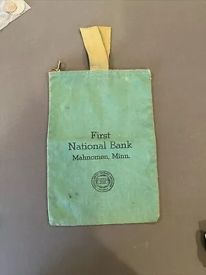 Vintage First National Bank Mahnomen MN Canvas Money Bag W/zipper • $18.79