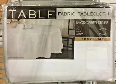 Maytex Fabric Tablecloth 70  Round Microfiber Stripe WHITE • $19.99