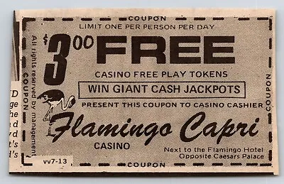 Las Vegas NV Flamingo Capri Coupon Vintage Expired 1973 Print Advertisement • $13